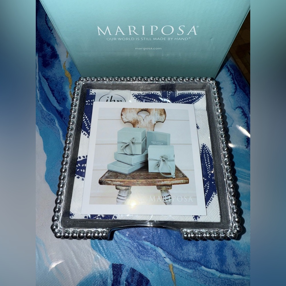 Mariposa Silver Beaded Napkin Holder